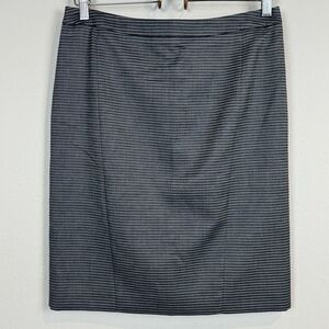 Akris Punto Grey Striped Cotton Pencil Skirt 8